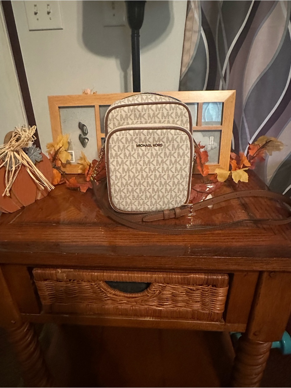 Michael Kors Cream/Tan Logo Crossbody Bag